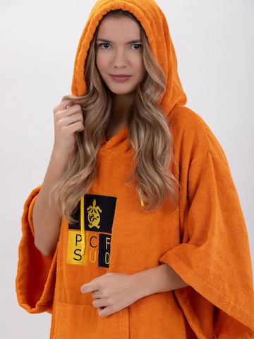 Pacifique Sud Sport-Bademantel 'Poncho Surf - Einheitsgröße - Tencel - Mit Ärmeln' in Orange