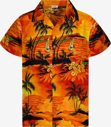 King Kameha Button Up Shirt 'Surf' in Orange: front