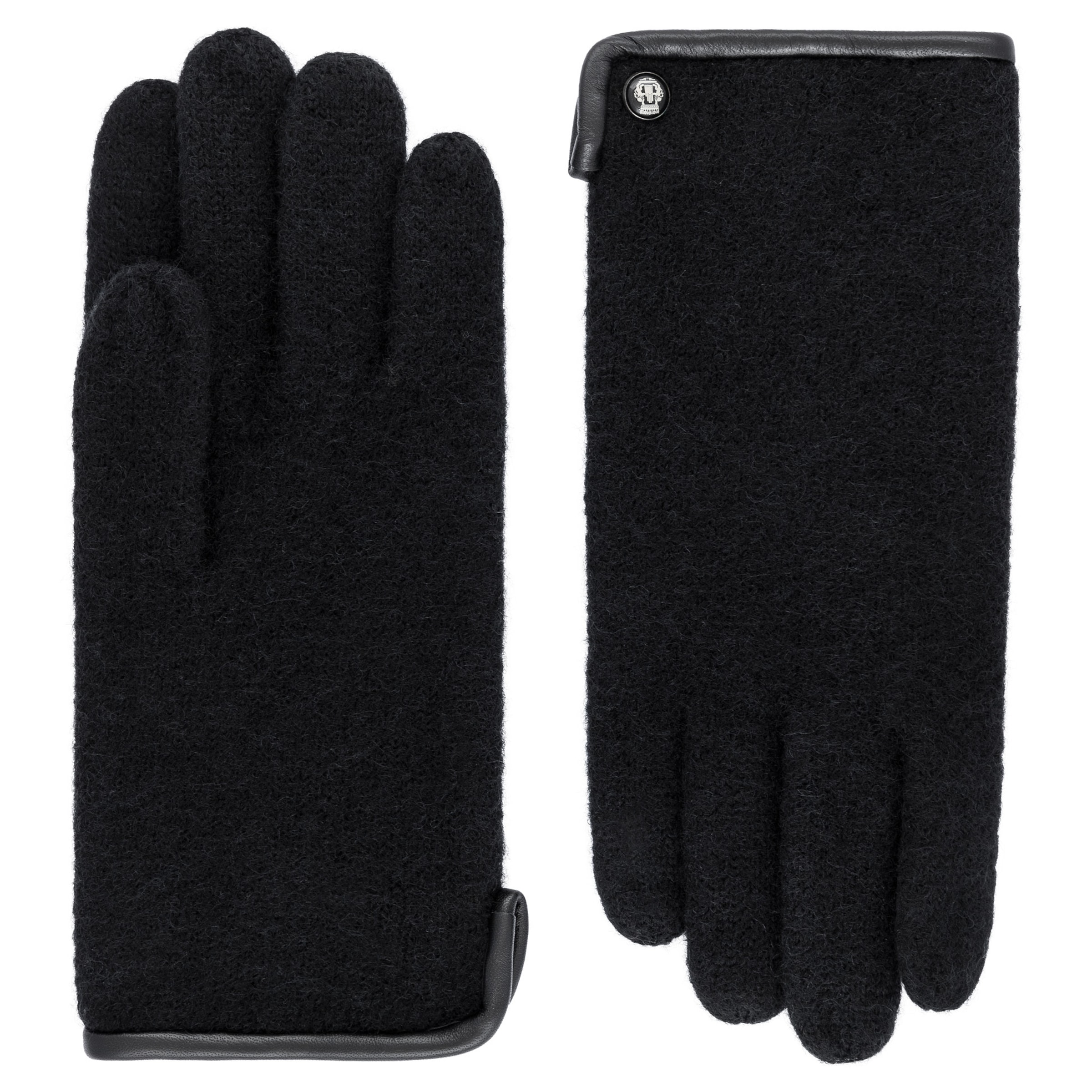 Mănuşi cu degete 'FELTED WOOL' de la Roeckl pe negru: față