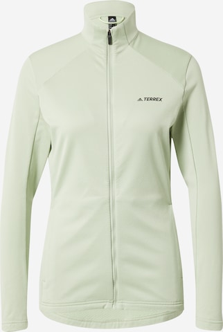 ADIDAS TERREX Athletic Zip-Up Hoodie in Green: front