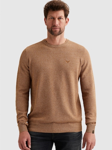 PME Legend - Jersey 'Pullover in cotton/modal with ribbed collar' en naranja: frente