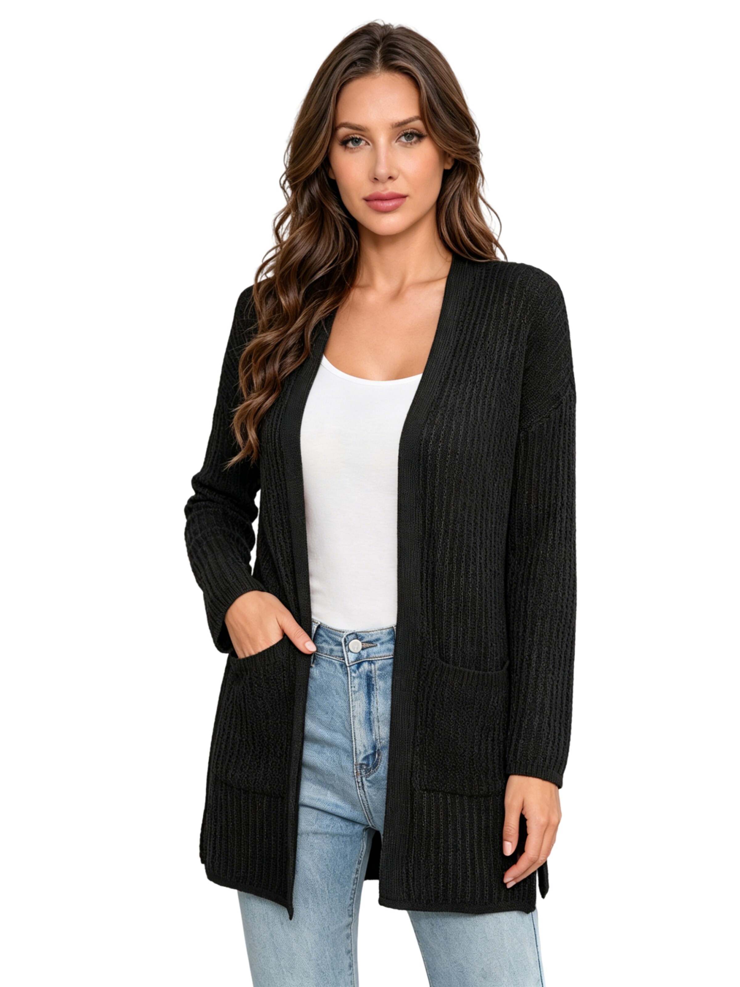 KoJooin Strickjacke‌‌‌ in Schwarz: Vorderseite