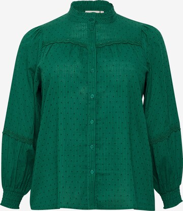 KAFFE CURVE Blouse 'Silla' in Groen: voorkant