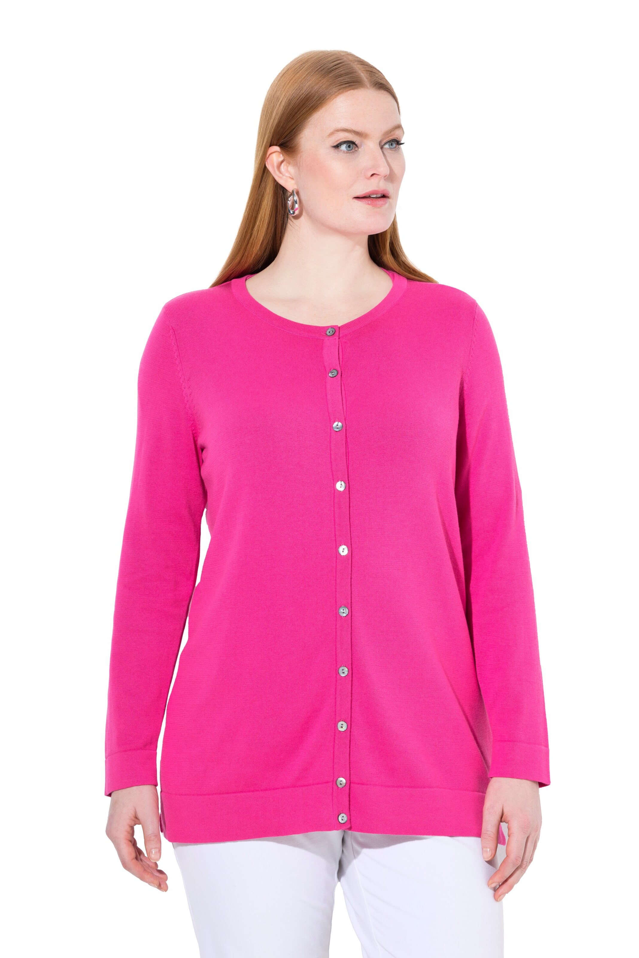 Ulla Popken Gebreid vest in Roze: voorkant