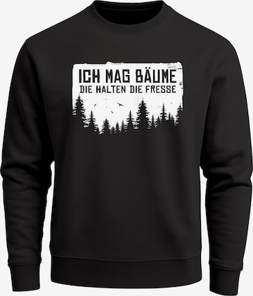 Neverless Sweatshirt 'Ich mag Bäume' in Black: front