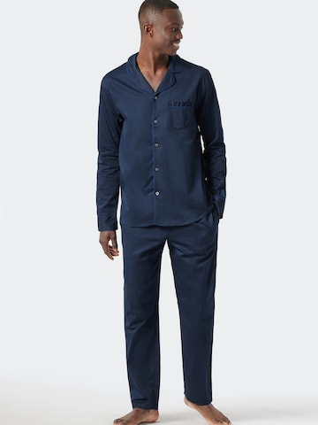 SCHIESSER Pyjama lang in Blauw: voorkant