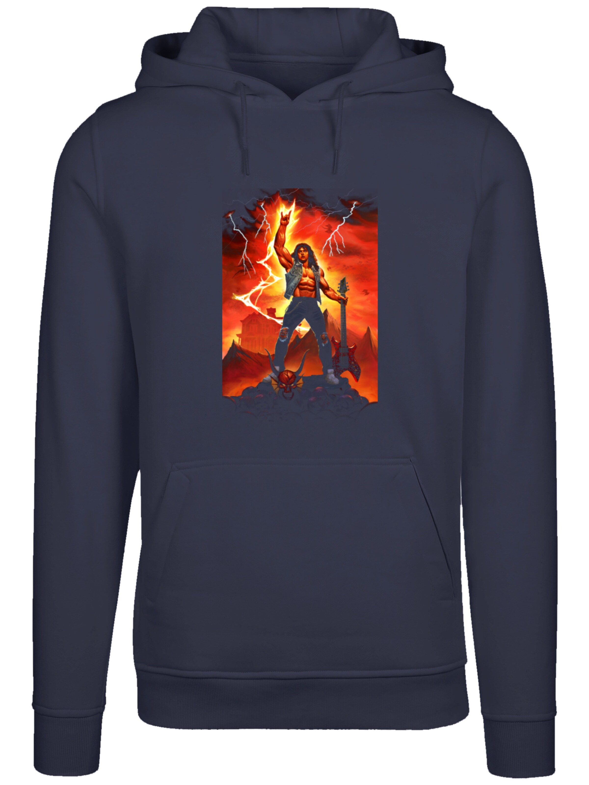 F4NT4STIC Sweatshirt 'Stranger Things Hell Guitar- DTG Netflix TV Series' in Blau: Vorderseite