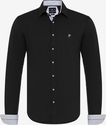 DENIM CULTURE Regularny krój Koszula 'Arne' w kolorze czarny: przód