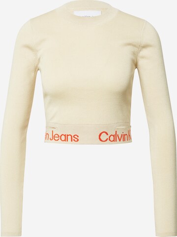 Calvin Klein Jeans Pullover 'Intarsia' in Beige: predná strana