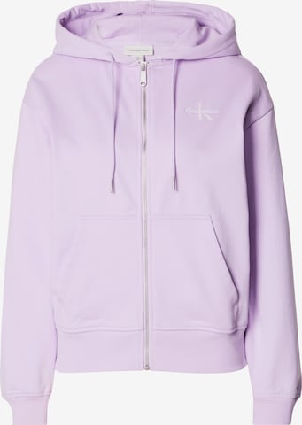 Calvin Klein Jeans Zip-Up Hoodie in Purple: front