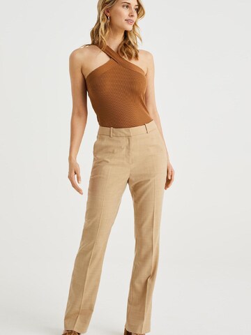 WE Fashion Vyšívaný top - Hnedá