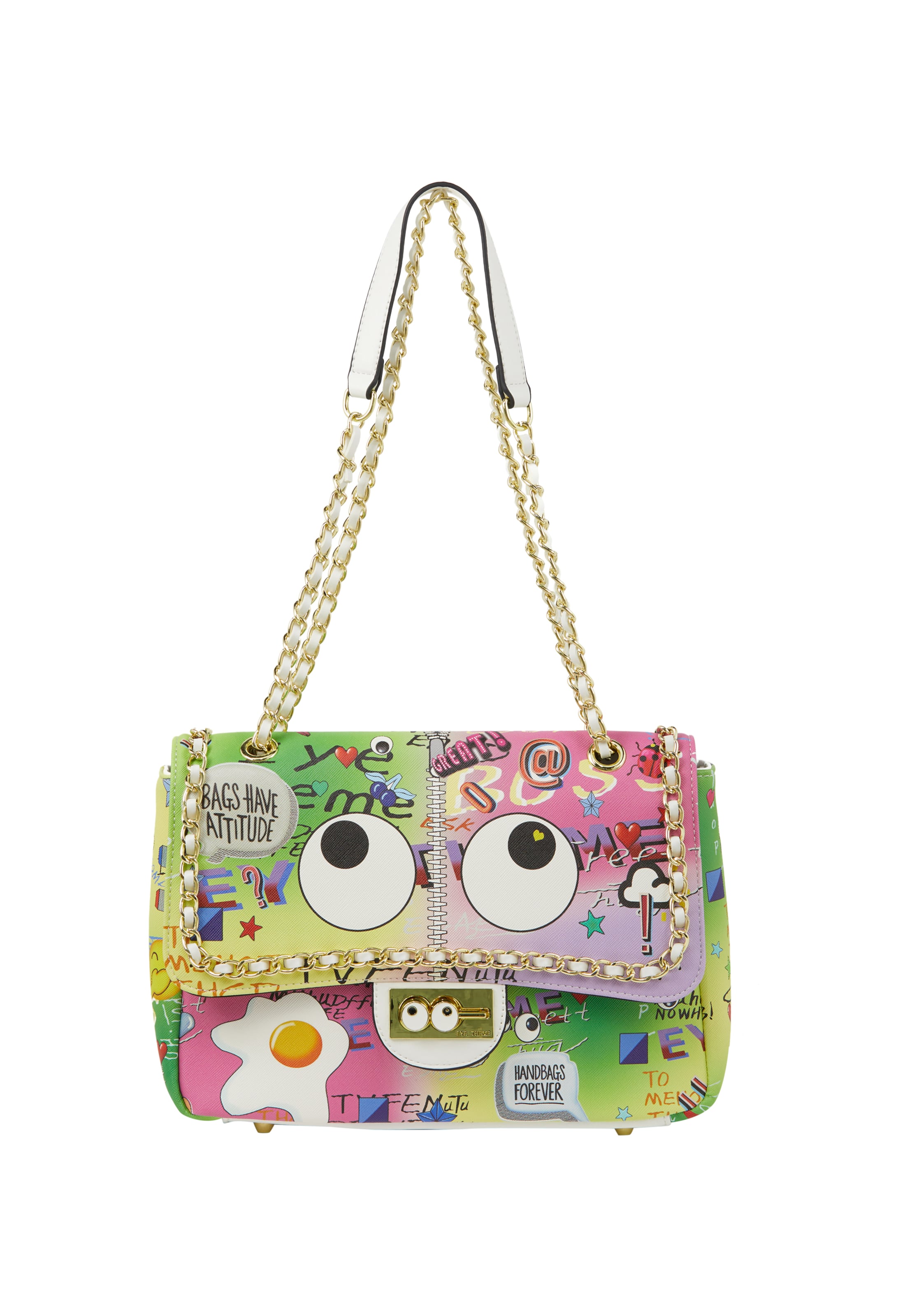 MYMO Bolso de hombro 'Pop Eyetheme' en amarillo claro / verde claro / rosa / blanco, Vista del producto