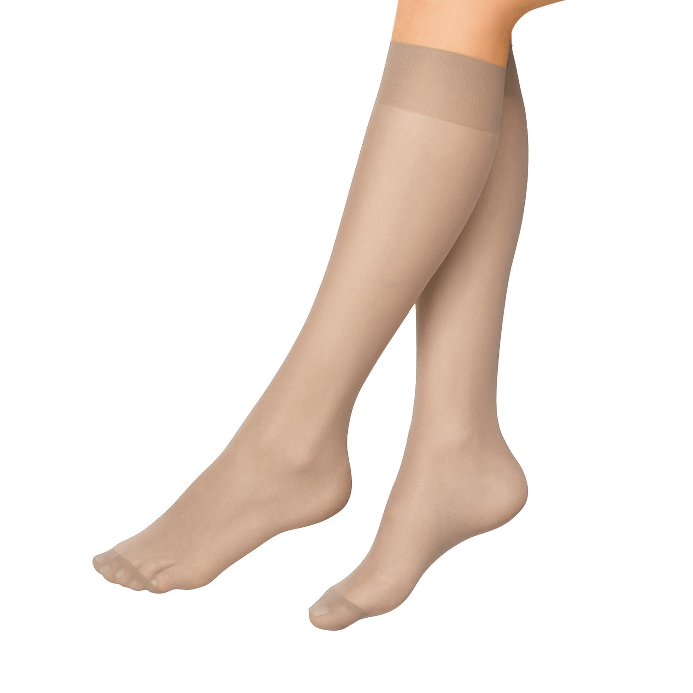 Chaussettes montantes ' 30 DEN ' Nur Die en beige : devant