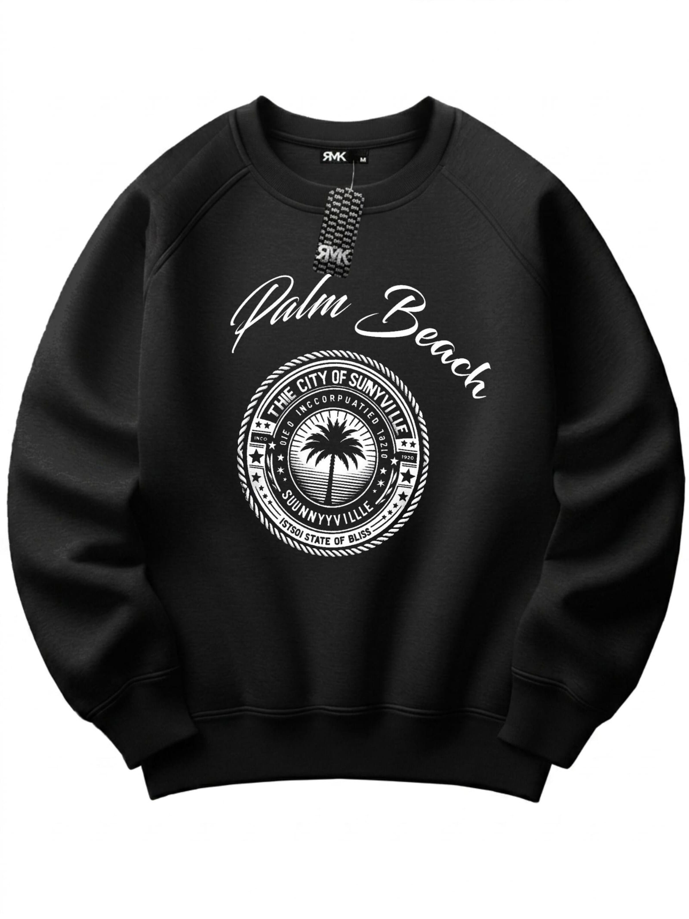 RMK Sweatshirt 'Palm Beach' in Black: front