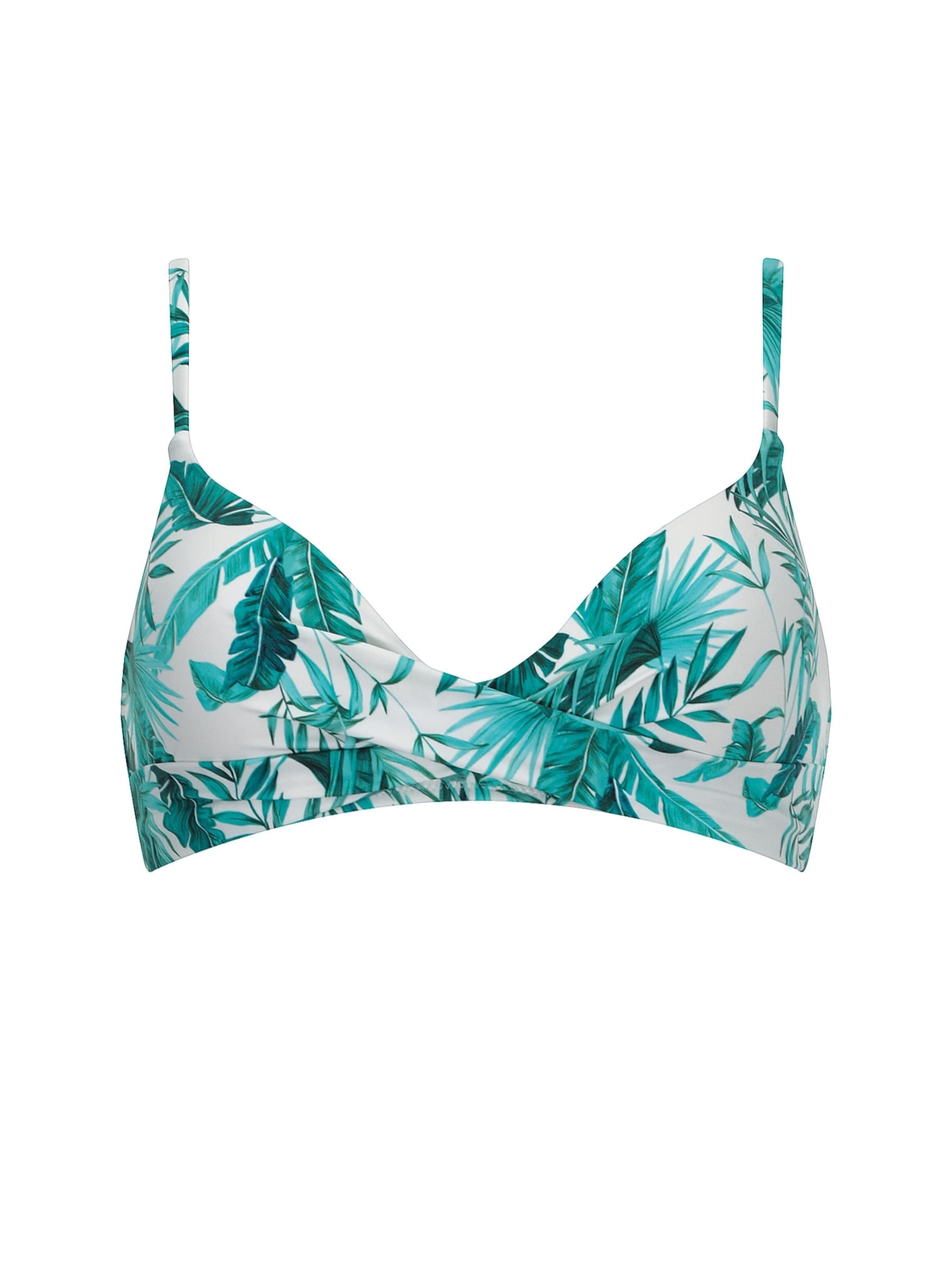 OLYMPIA Hauts de bikini en 75/B en bleu cyan / pétrole / blanc, Vue avec produit