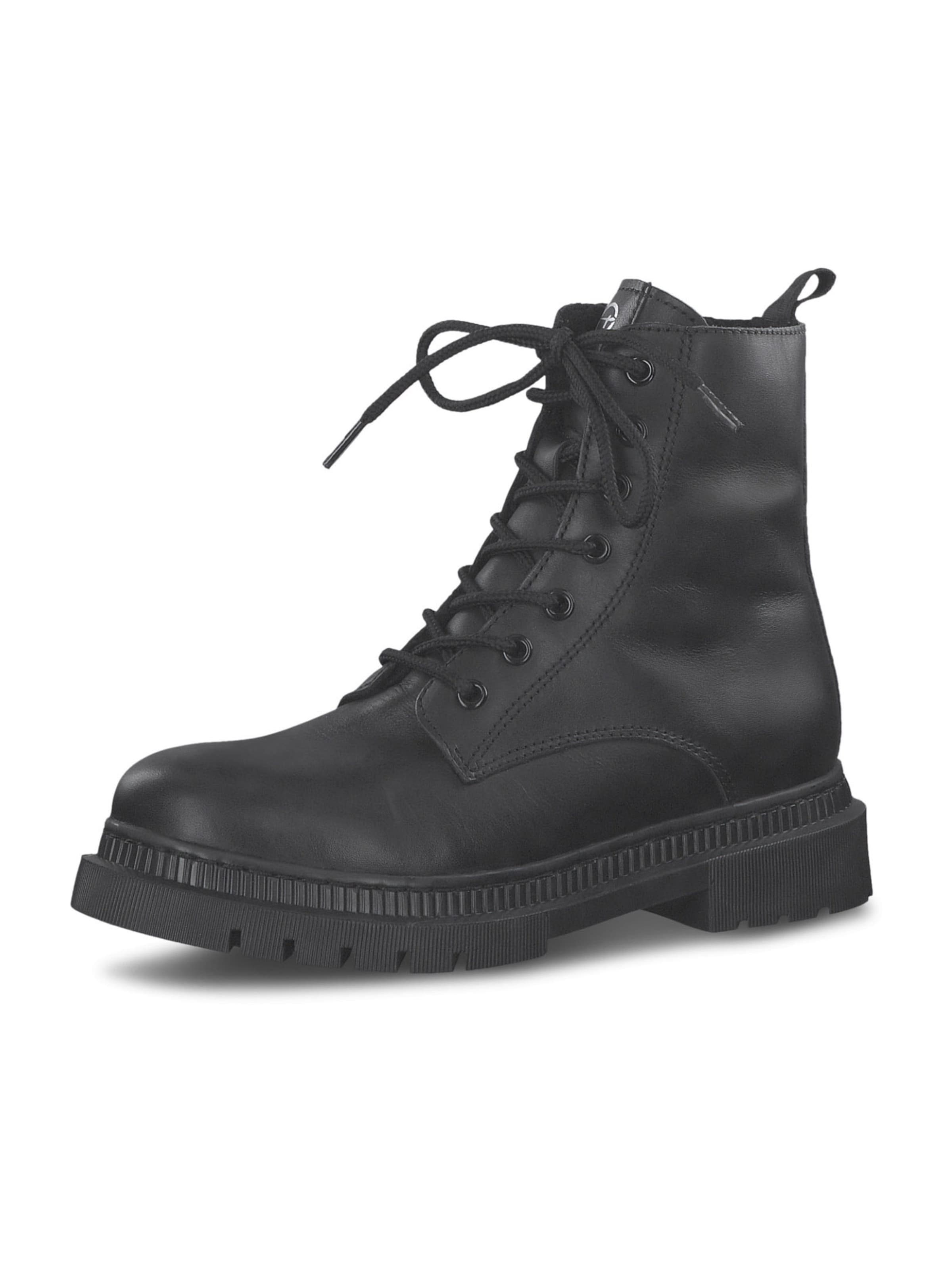 Tamaris Lace-Up Ankle Boots in Black: front