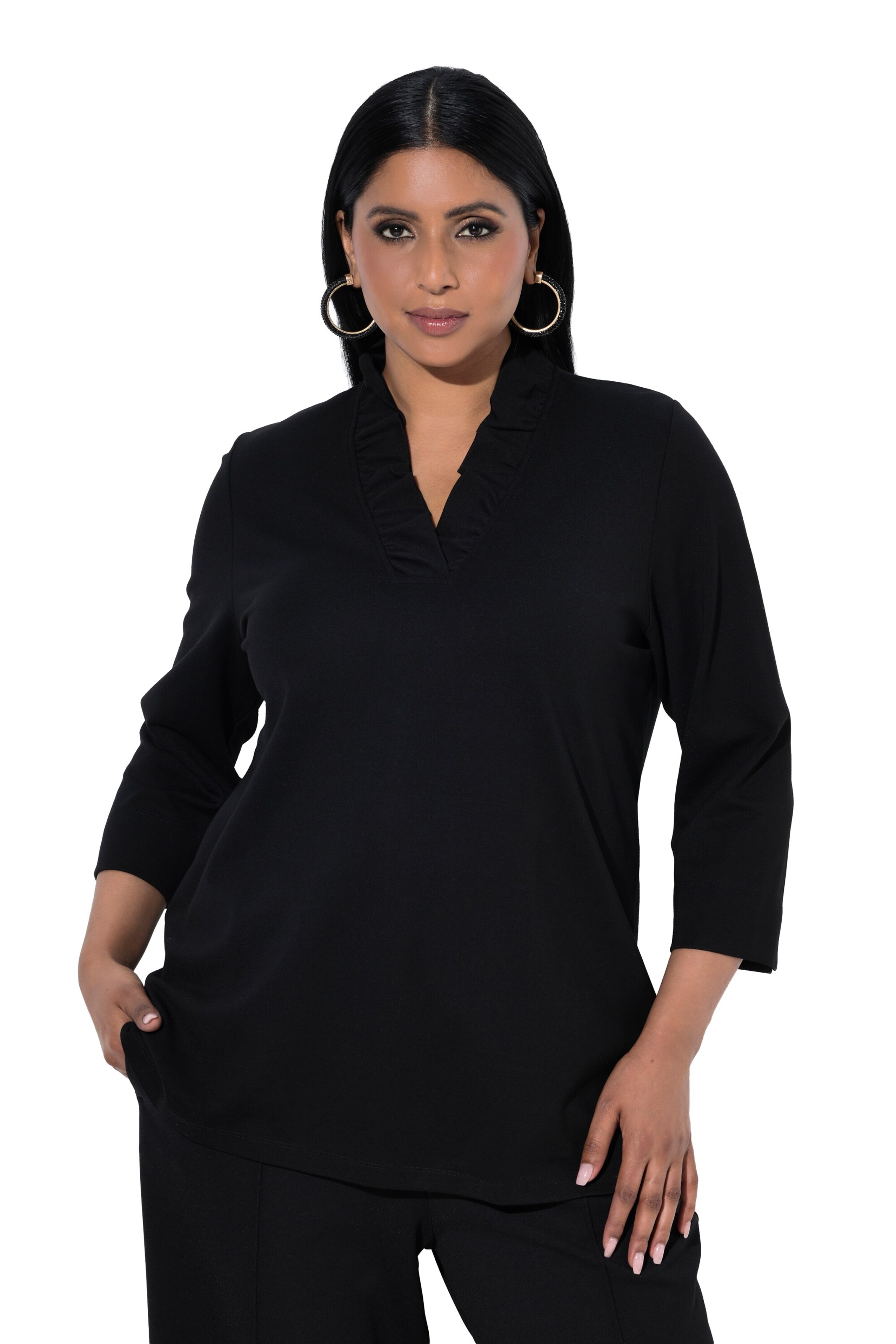Ulla Popken Shirt in Zwart: voorkant