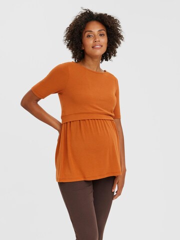 MAMALICIOUS Shirt in Bruin: voorkant