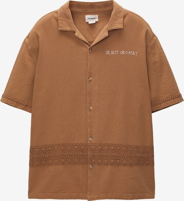 Pull&Bear Regular fit Button Up Shirt in Brown: front