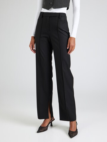 REMAIN Wide leg Trousers with creases in Black: front