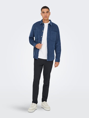 Only & Sons Comfort fit Button Up Shirt 'ONSAlp' in Blue