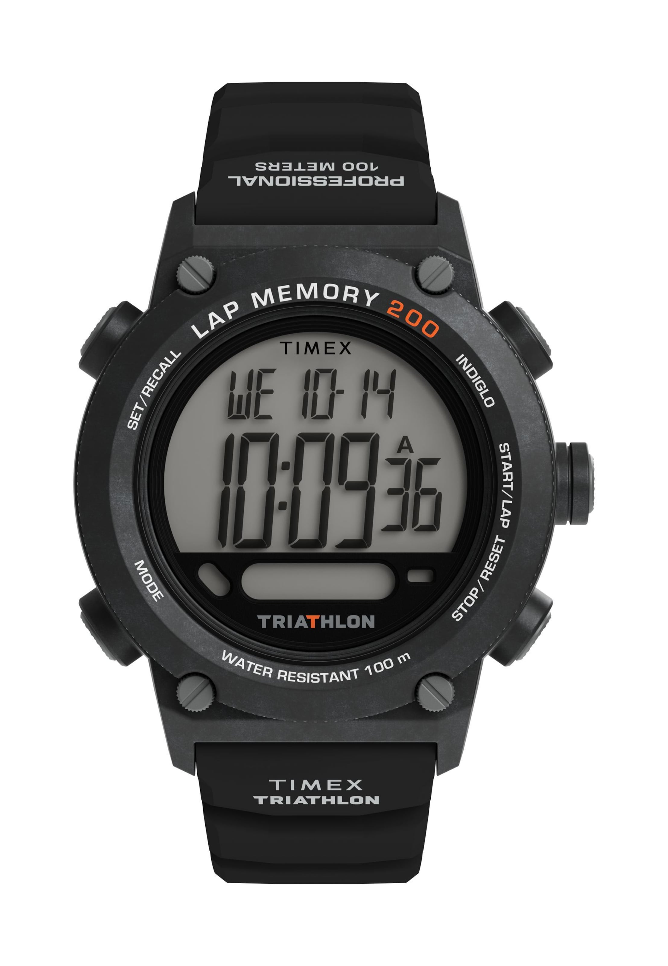 TIMEX Digital Watch 'Triathlon 200 Lap' in Black: front