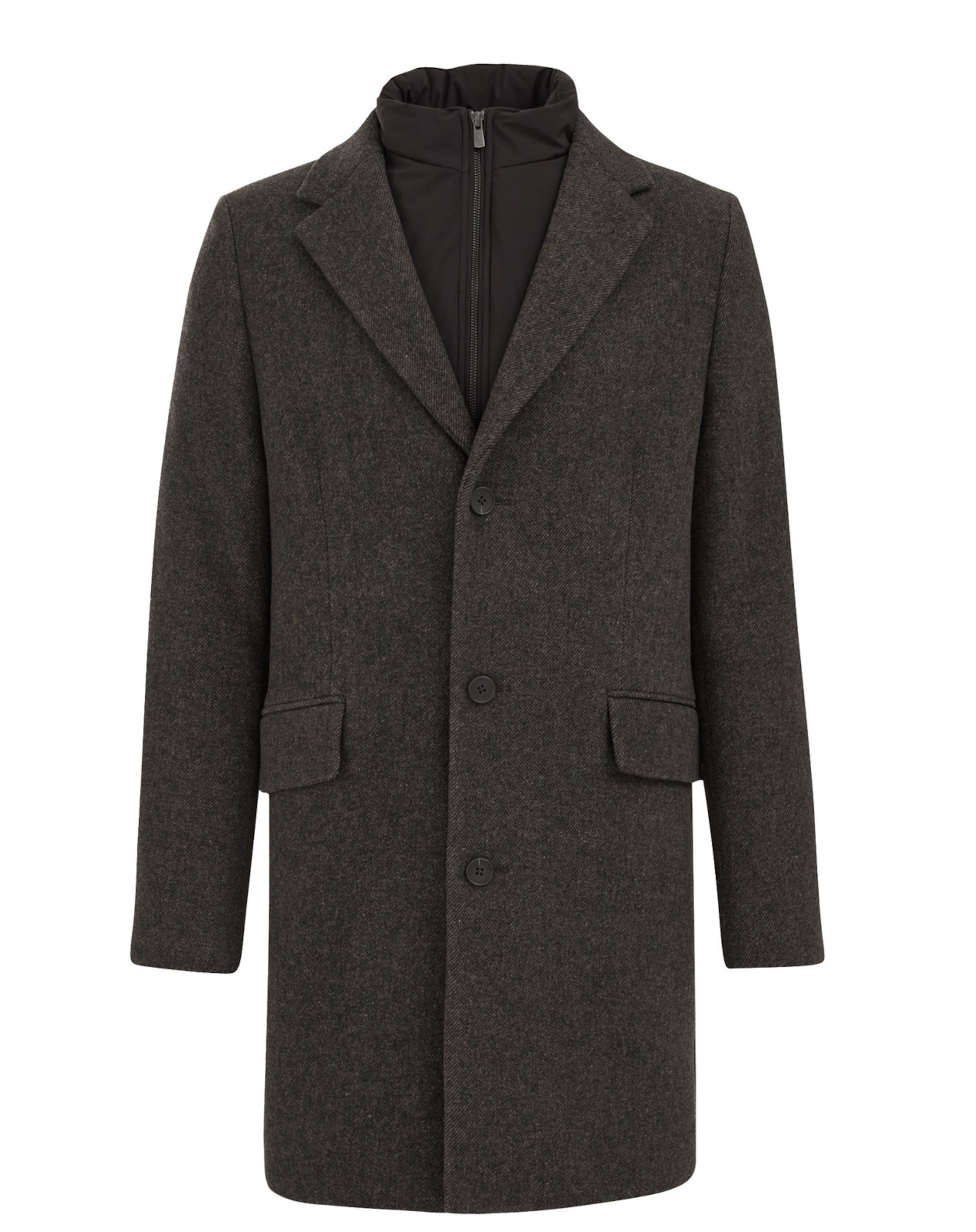 WE Fashion - Sobretudo meia-estação em castanho: frente