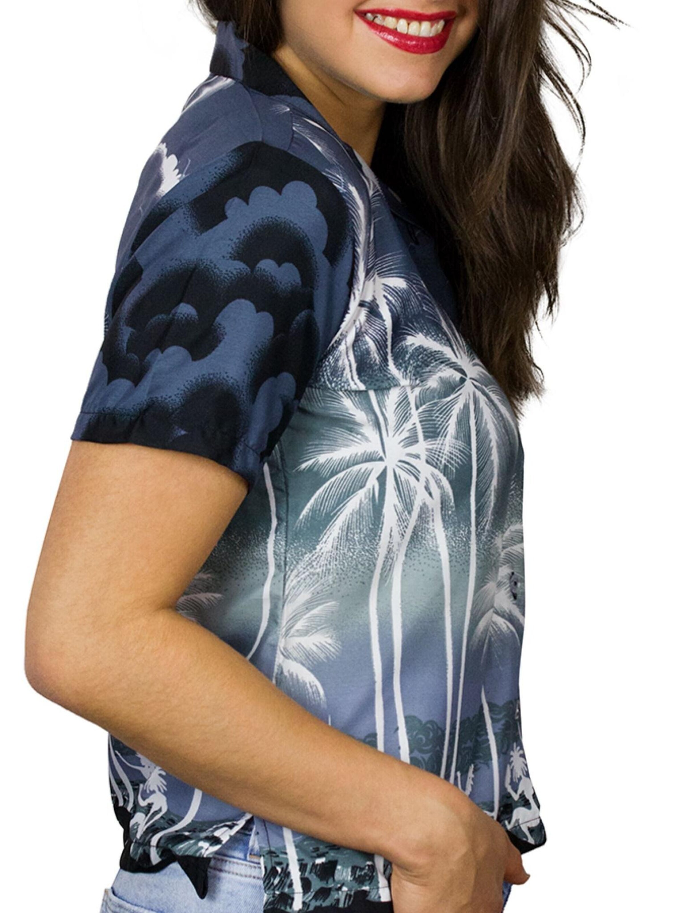 Camicia da donna 'Beach Negative' di King Kameha in nero