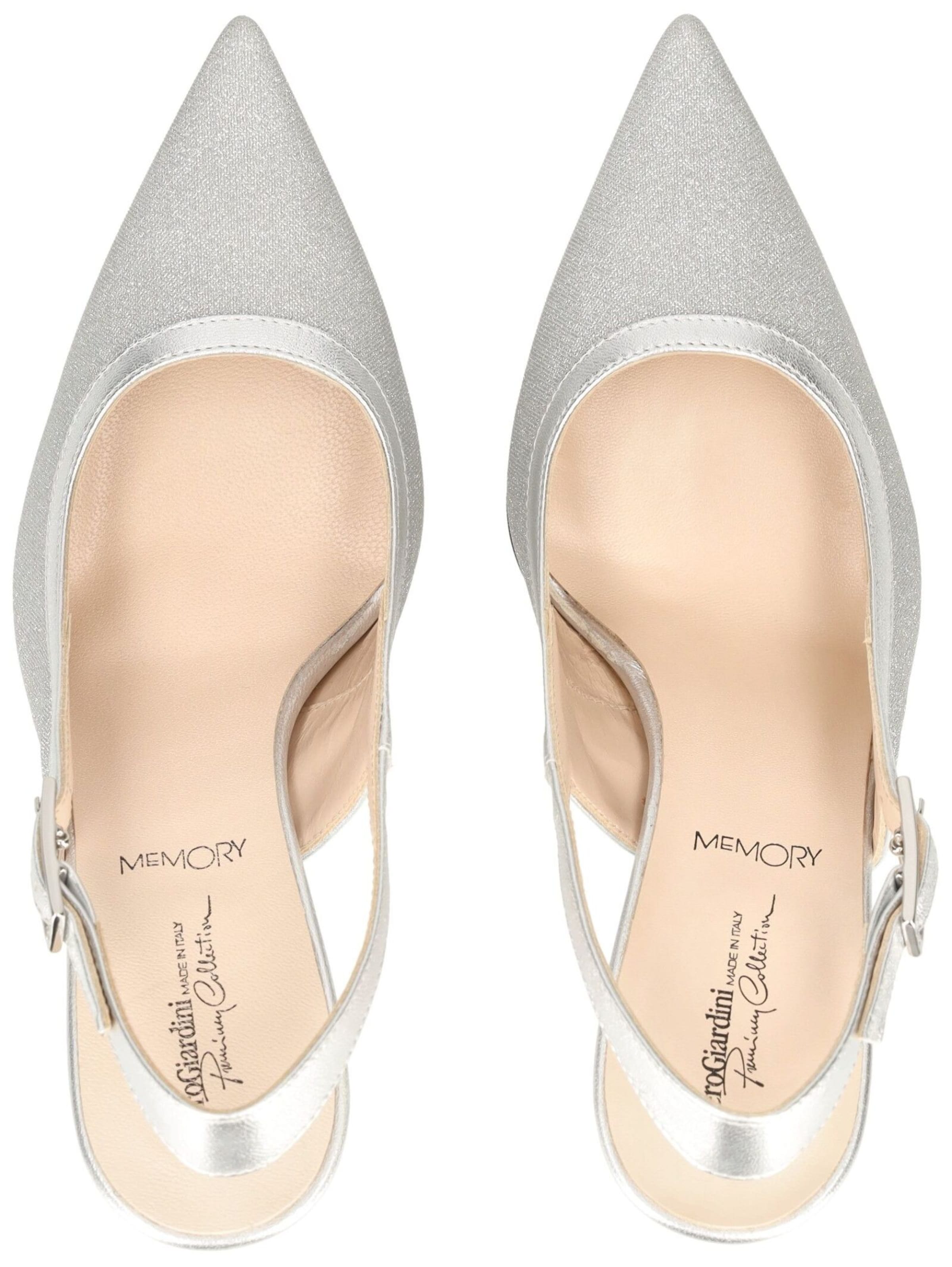 Décolleté sling di Nero Giardini in argento