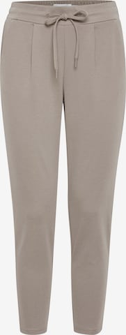 ICHI Slim fit Pleat-Front Pants 'KATE' in Grey: front