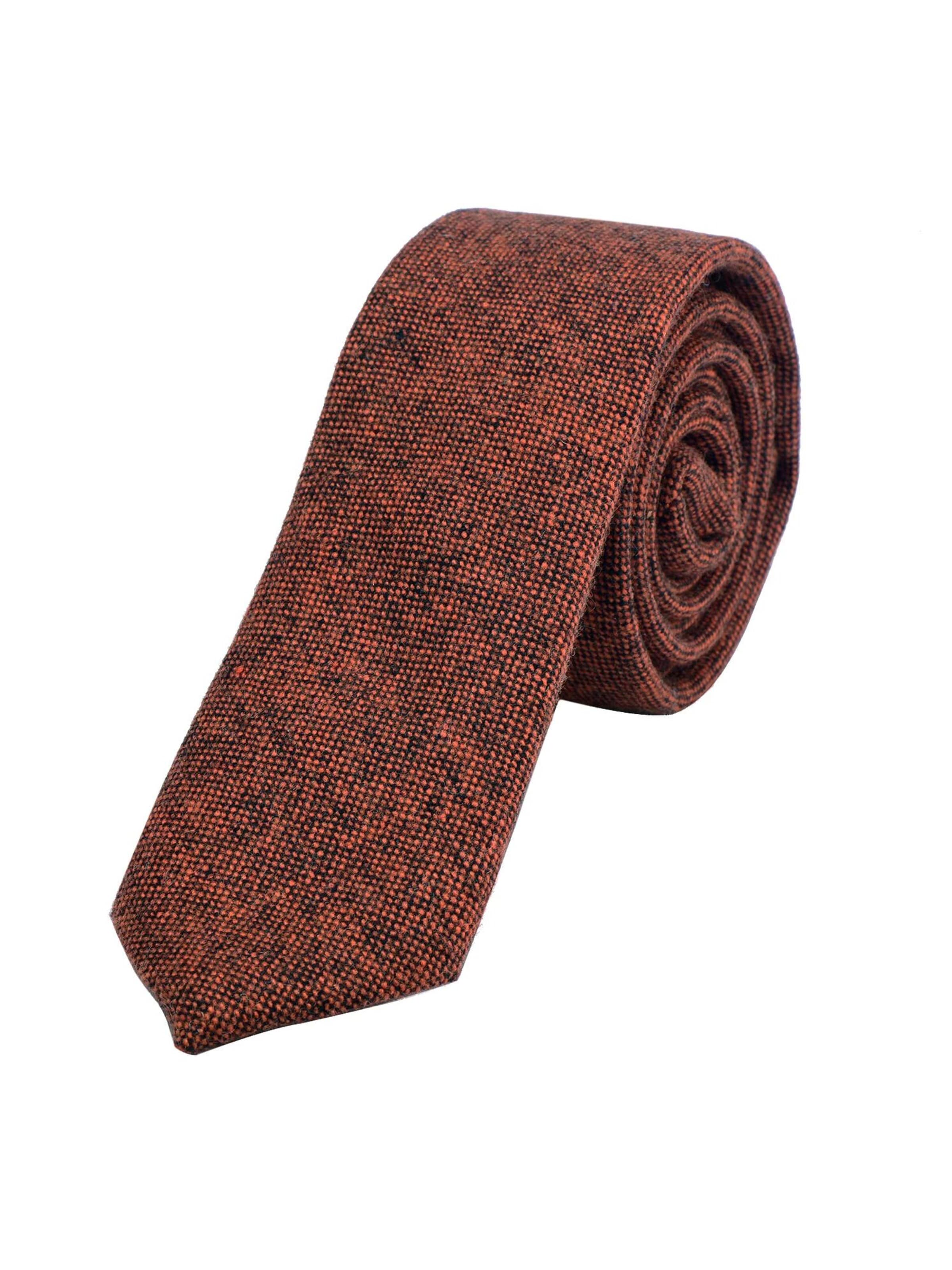 DonDon Krawatte 'DonDon Herren Krawatte 6 cm Baumwolle dunkelblau-creme kariert'‌‌‌‌‌‌‌‌‌‌ in Orange: Vorderseite