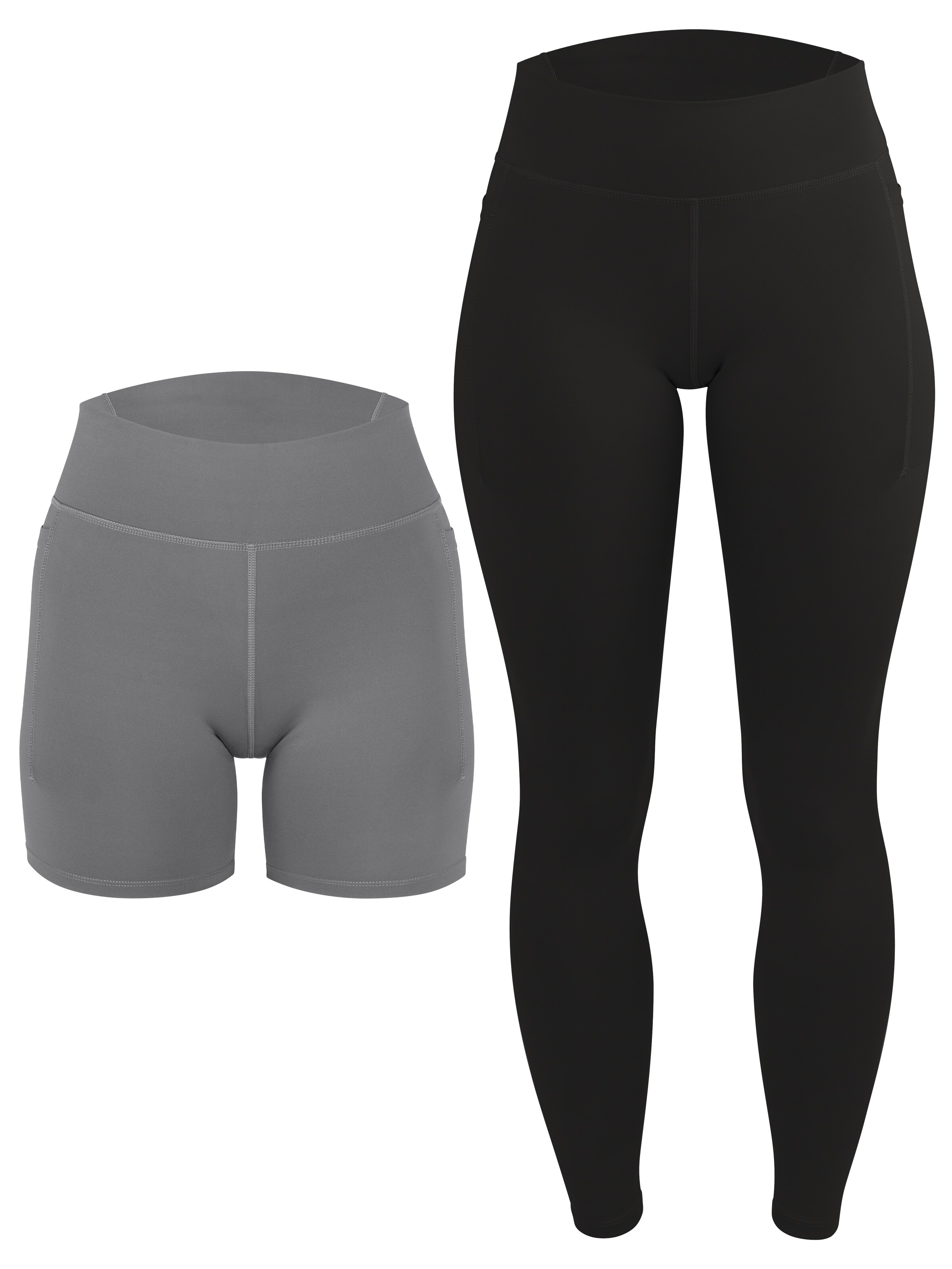 Circle Five Skinny Leggings 'Sport Set 2 pcs (Radlershorts mit Taschen + Leggings mit Taschen)'‌‌‌ in Mischfarben: Vorderseite