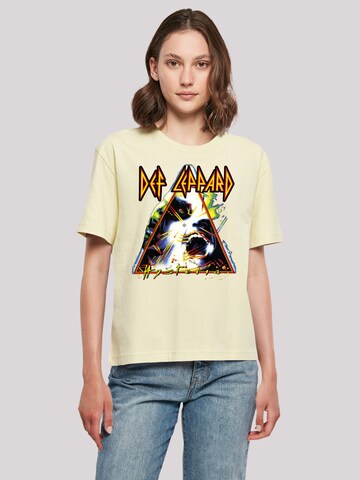 T-shirt 'Def Leppard Hysteria' F4NT4STIC en jaune : devant