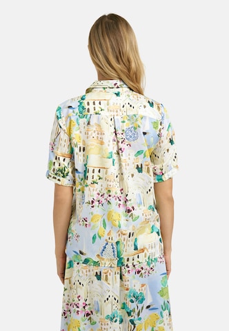 Milano Italy Bluse Kurzarm mit Dolce Vita Print in Blau