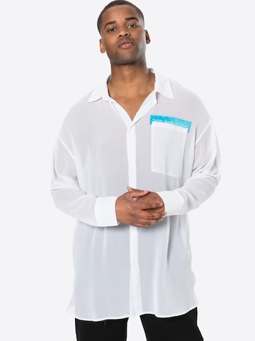 NU-IN Regular fit Button Up Shirt 'Sheer' in White: front
