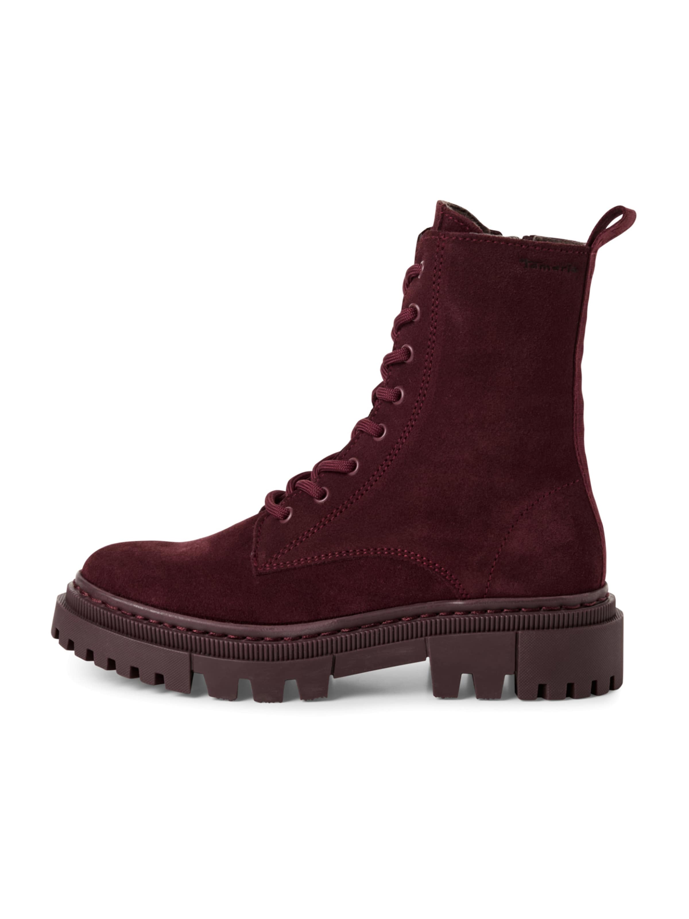 Tamaris Lace-Up Ankle Boots in Red