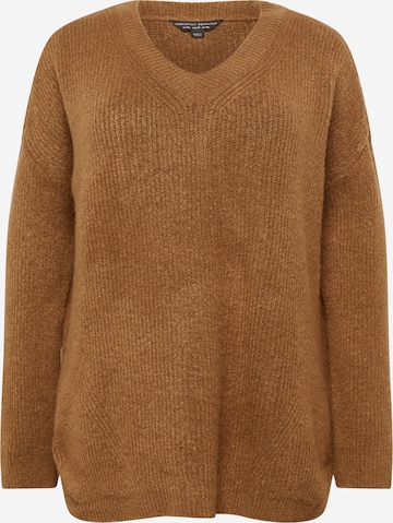 Dorothy Perkins Curve Širok pulover | rjava barva: sprednja stran