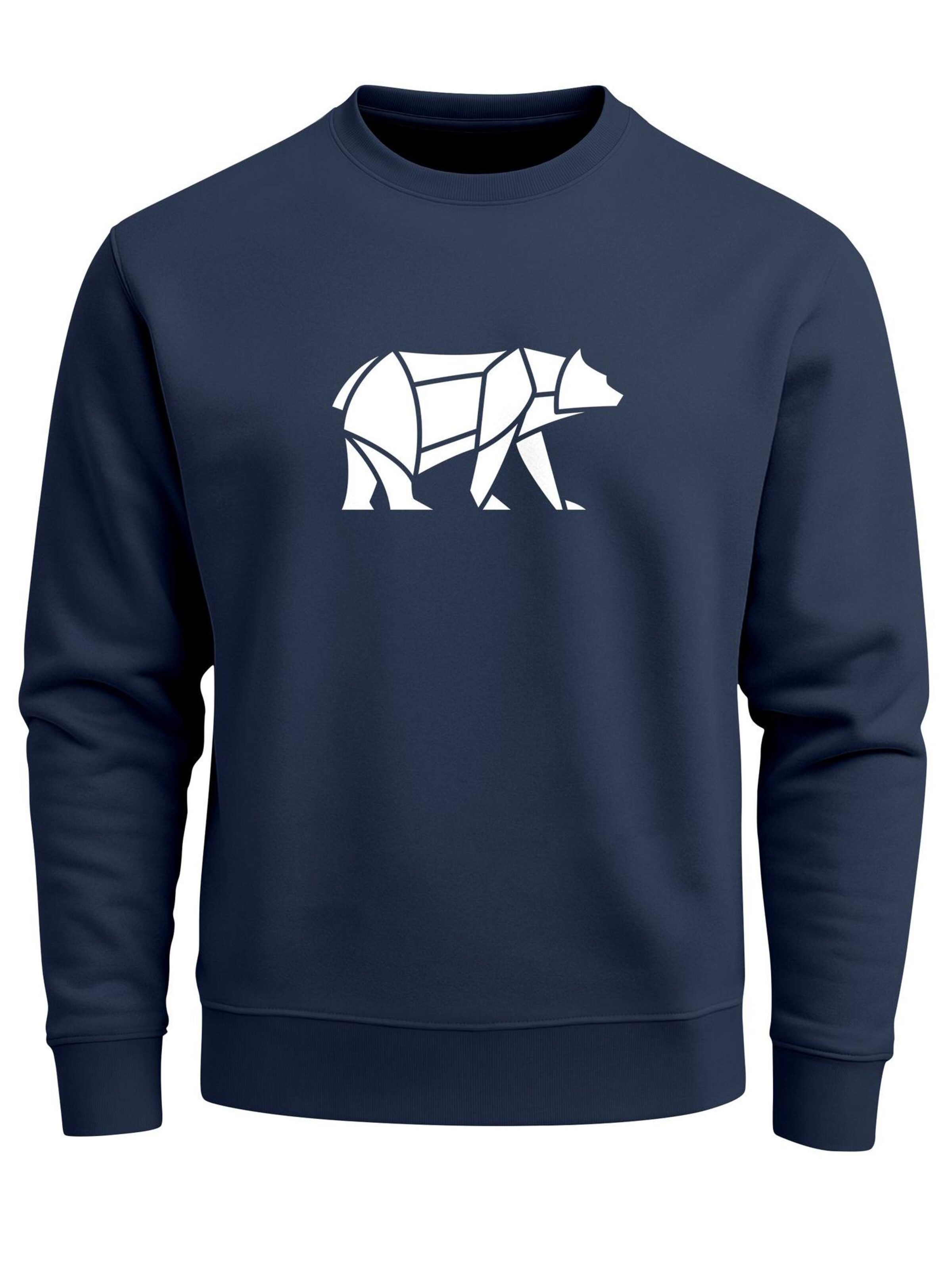 Neverless Sweatshirt 'Bär Lineart Polygon' in Blue: front