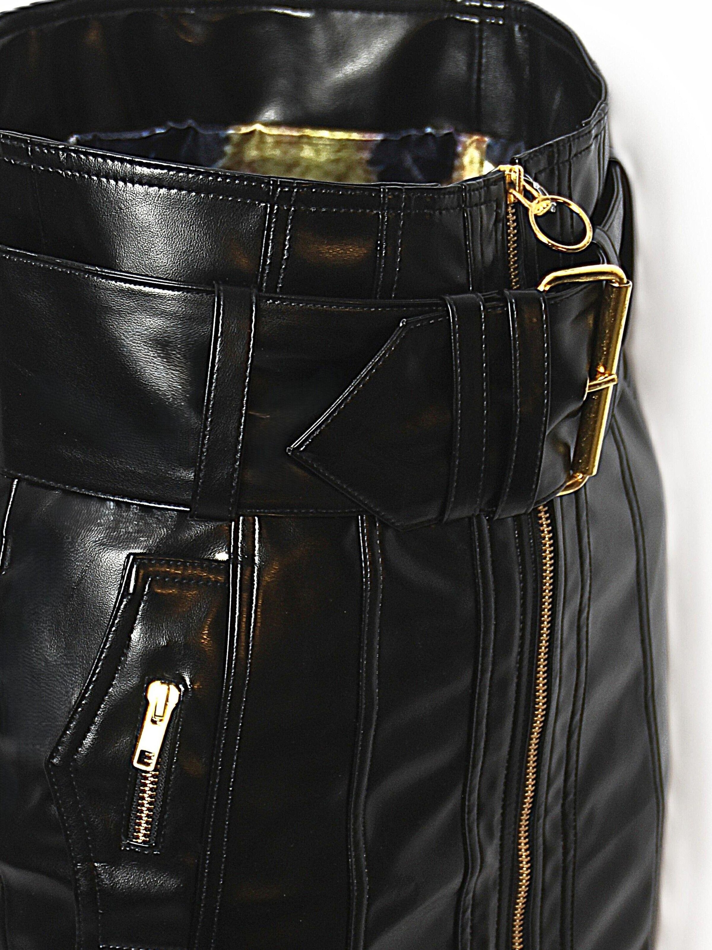 Be  Noble Rok 'Lederrock aus Kunstleder in schwarzer Lackoptik' in Zwart