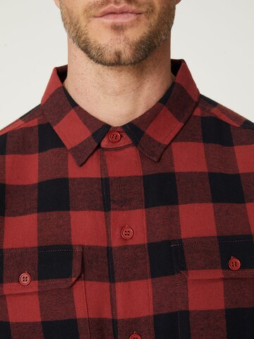 DAN FOX APPAREL Regular fit Button Up Shirt 'Efe' in Red