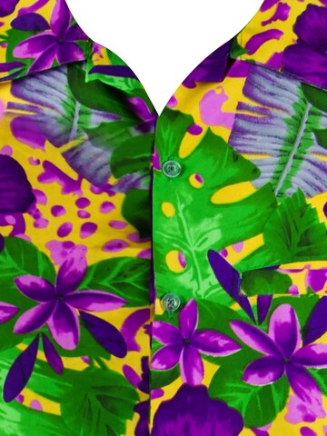 T-Shirt 'Green Purple Flower' King Kameha en orange