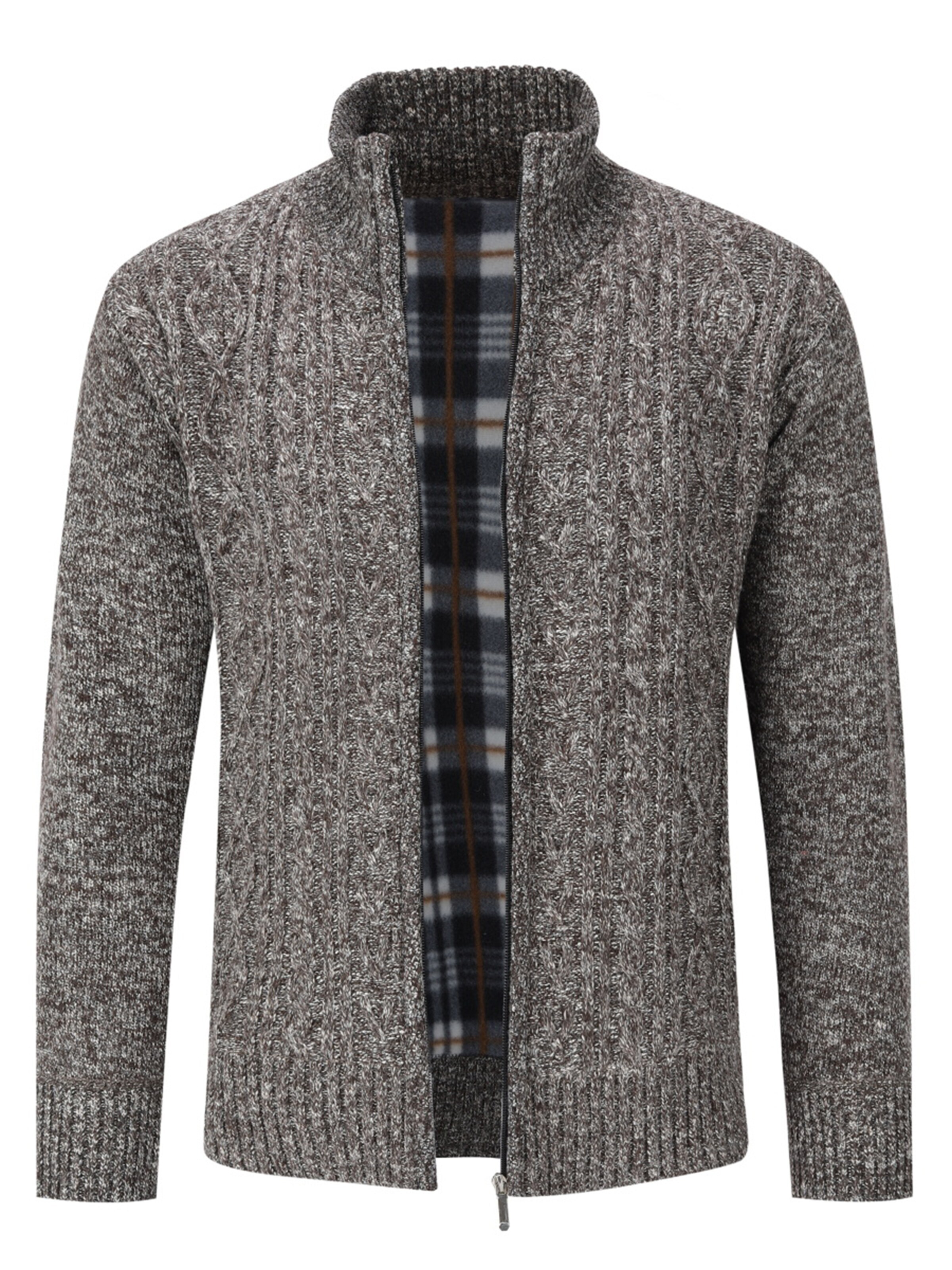 YOUTHUP Strickjacke 'Wertigkeit'‌‌ in Braun: Vorderseite
