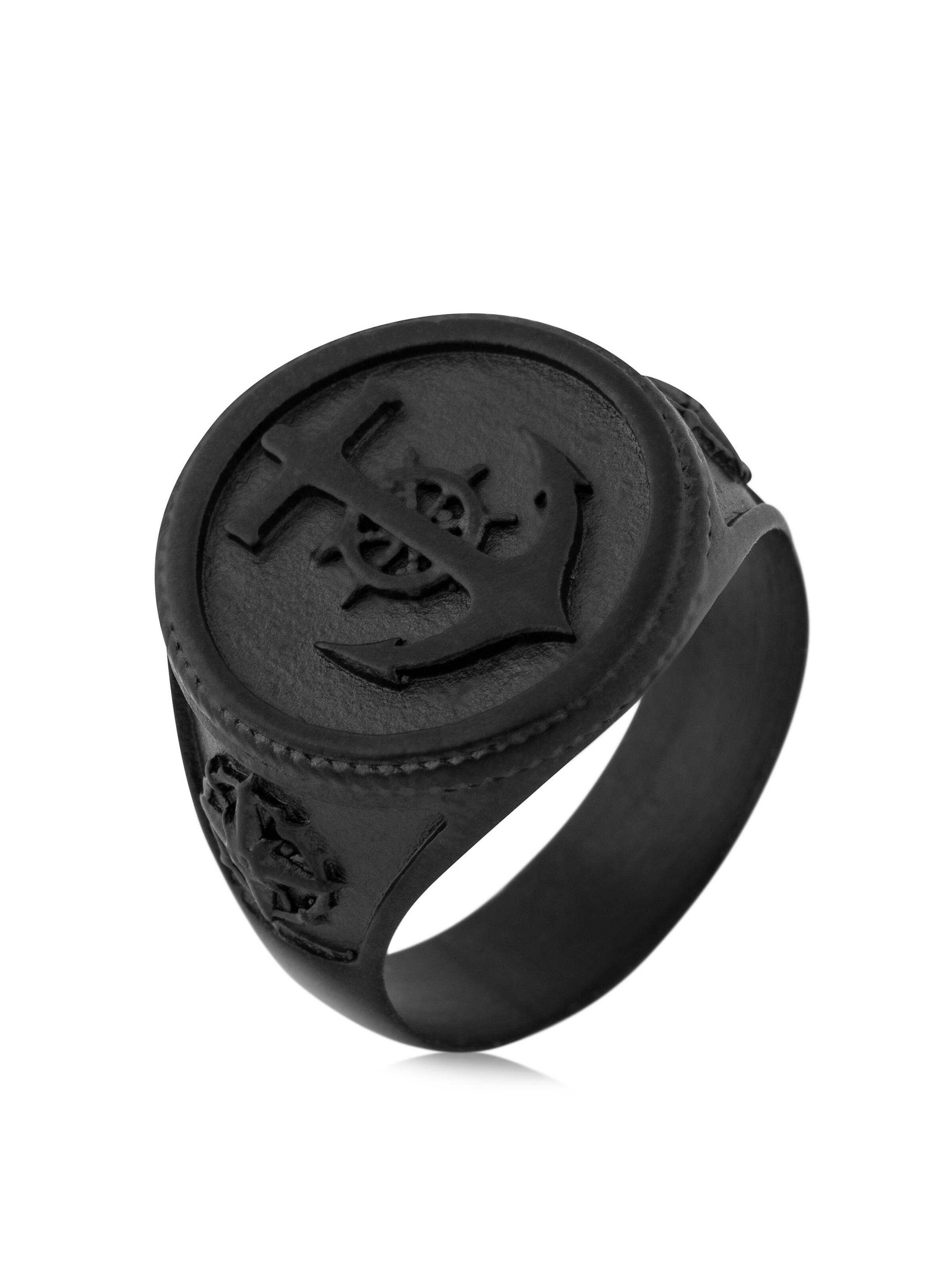 Akitsune Ring 'Portus'‌‌‌‌‌‌‌‌‌ in Schwarz: Vorderseite