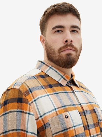 TOM TAILOR Men + Regular fit Button Up Shirt in Orange