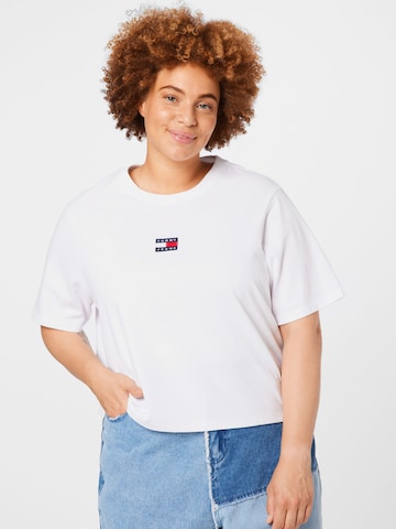 Tricou de la Tommy Jeans Curve pe alb: față