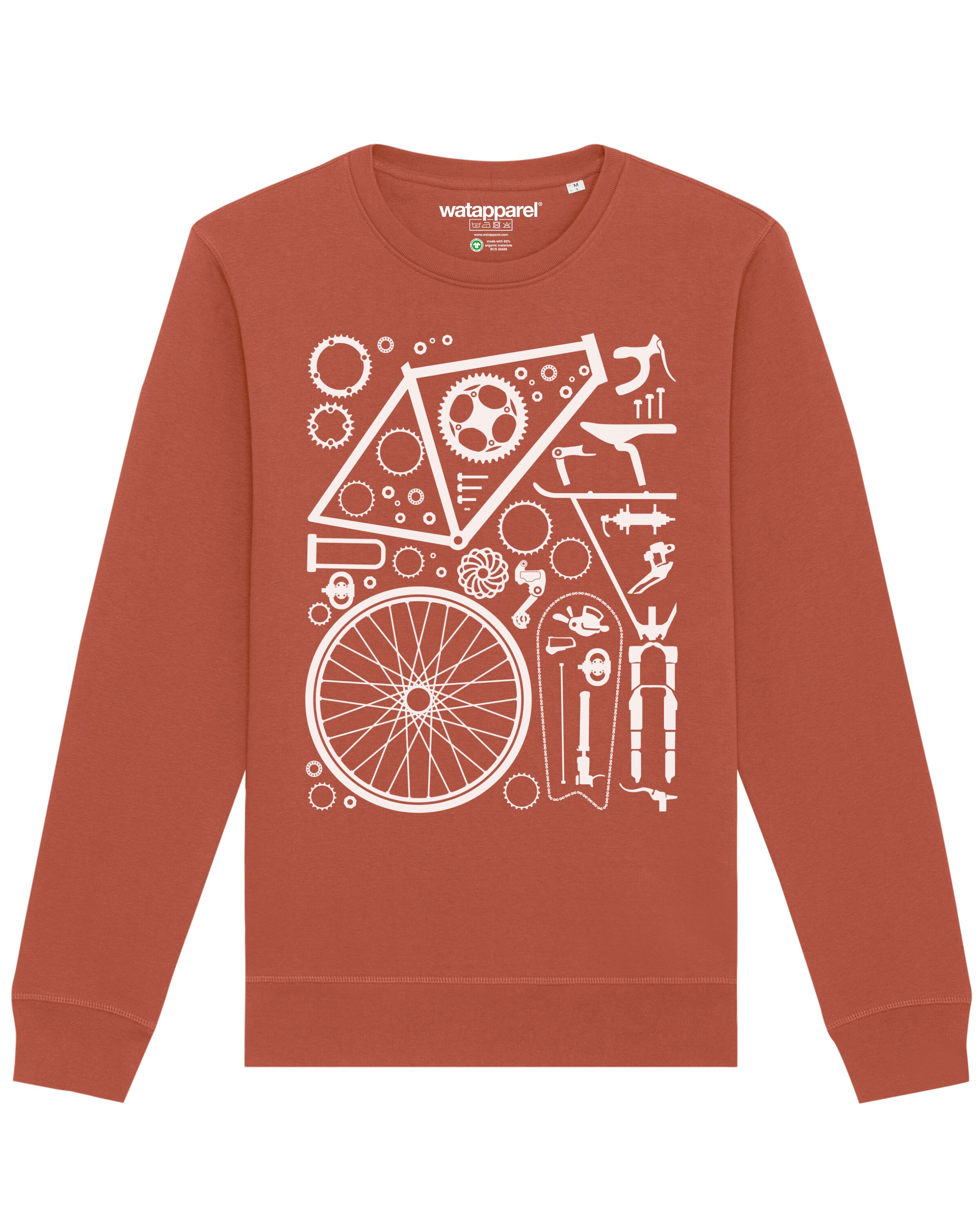 Watapparel Sweatshirt 'Fahrradteile' in Bruin: voorkant