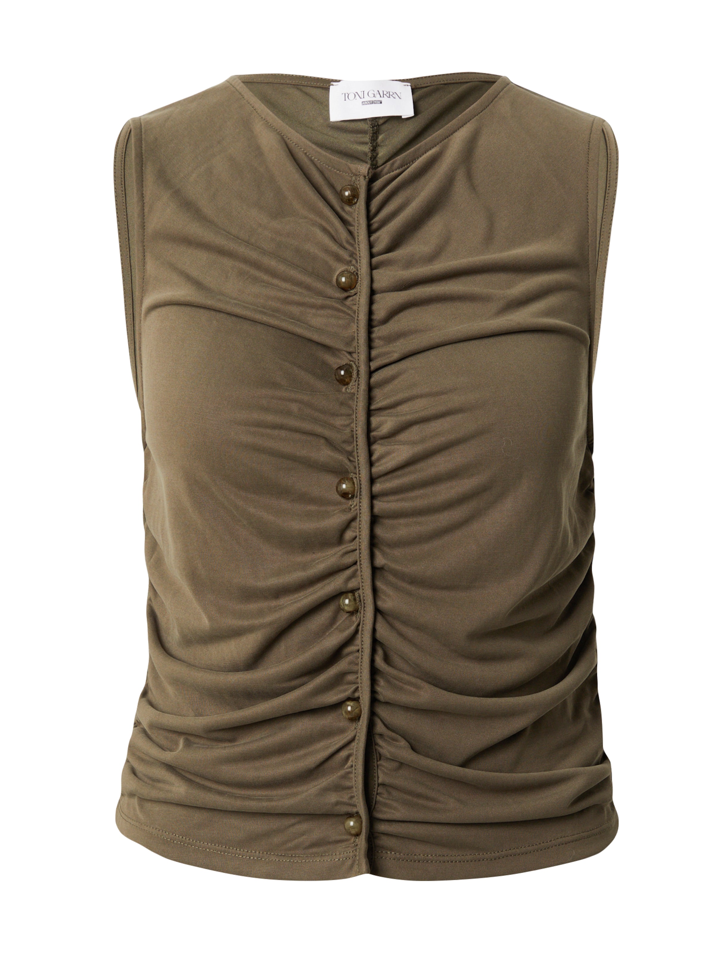 ABOUT YOU x Toni Garrn Top &#x27;Cecile&#x27; in de kleur Olijfgroen, Productweergave