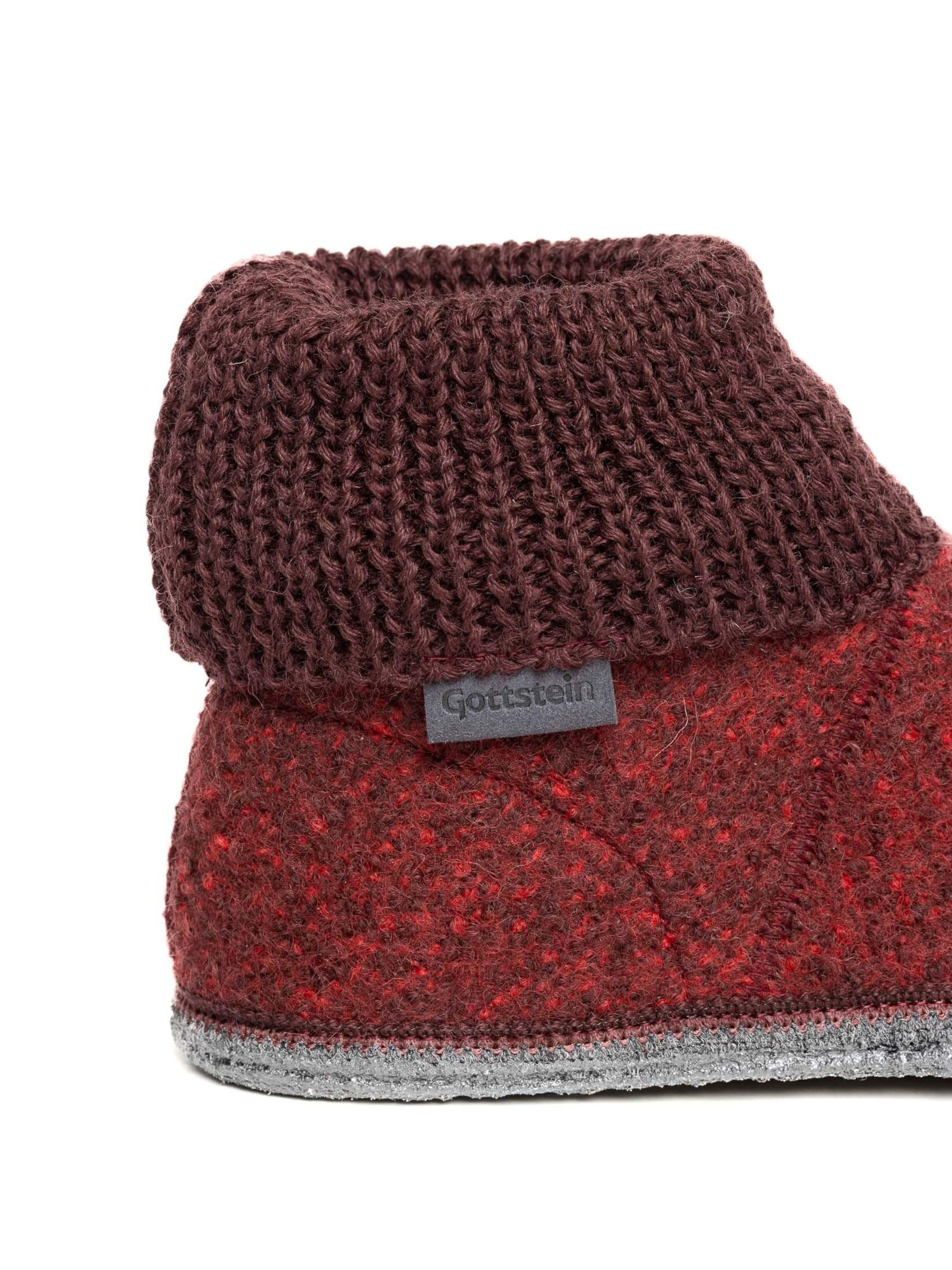 Gottstein Slippers 'Hüttenschuhe Wool Venture High' in Red
