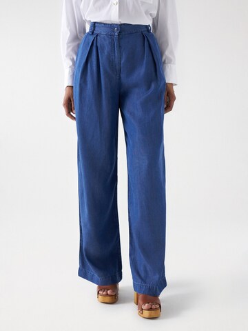 Salsa Jeans Wide leg Chino in Blauw: voorkant