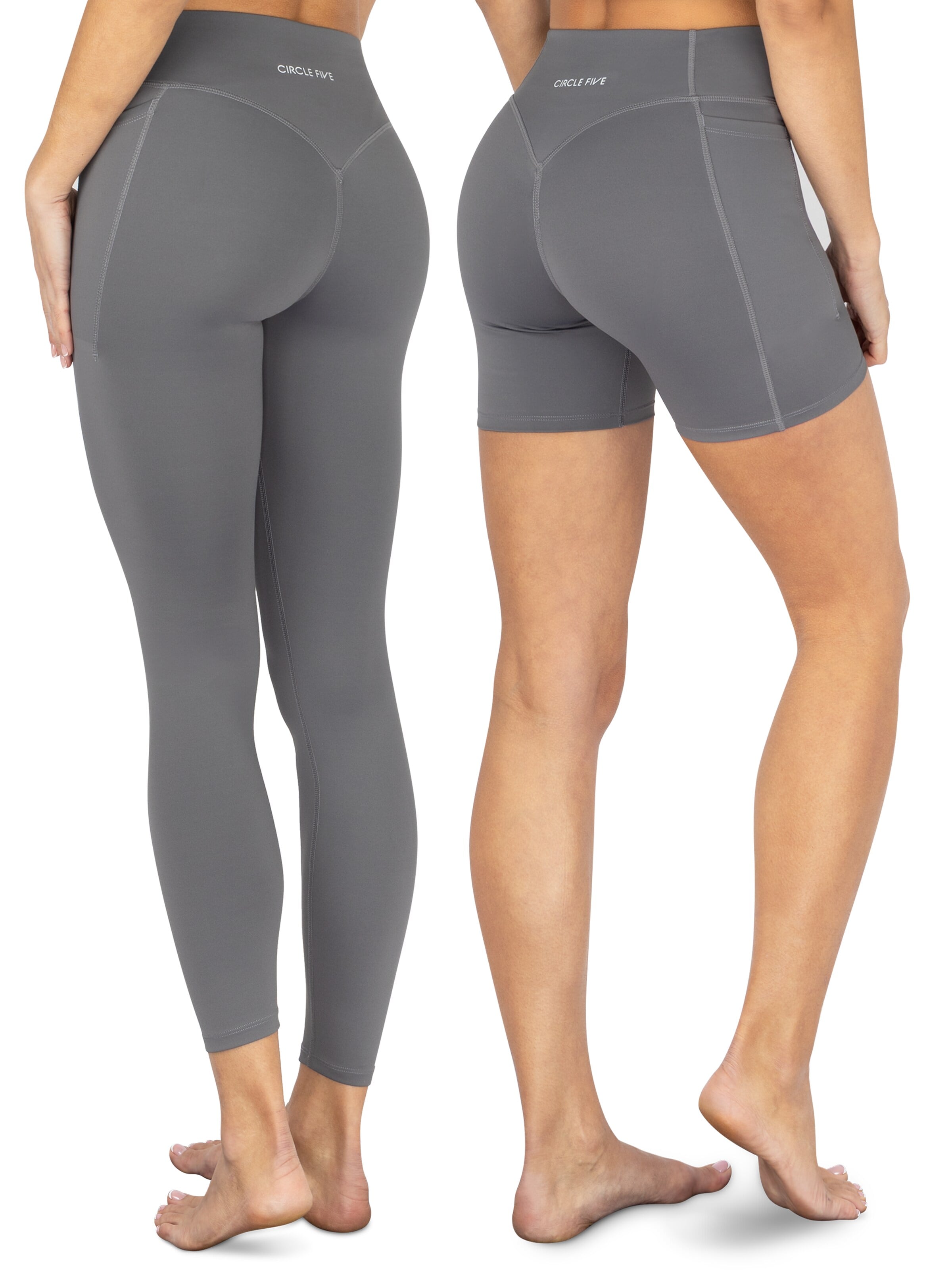 Circle Five Skinny Leggings 'Sport Set 2 pcs (Radlershorts mit Taschen + Leggings mit Taschen)' in Grey